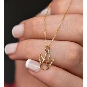 Papatya Silver 925 Ayar Gümüş Altın Kaplama Kristal Kesim Melek Kadın Kolye