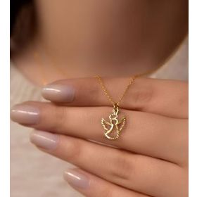 Papatya Silver 925 Ayar Gümüş Altın Kaplama Kristal Kesim Melek Kadın Kolye