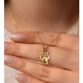Papatya Silver 925 Ayar Gümüş Altın Kaplama Kristal Kesim Prenses Kadın Kolye