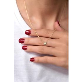 Papatya Silver 925 Ayar Gümüş Altın Kaplama Kristal Kesim Yıldız Kadın Kolye