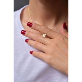 Papatya Silver 925 Ayar Gümüş Altın Kaplama Kristal Kesim Yonca Kadın Kolye