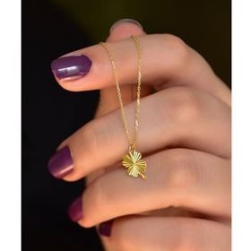 Papatya Silver 925 Ayar Gümüş Altın Kaplama Kristal Kesim Yonca Kadın Kolye
