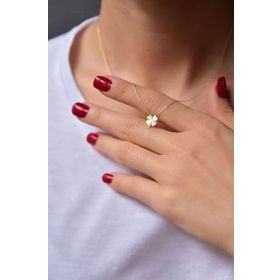 Papatya Silver 925 Ayar Gümüş Altın Kaplama Kristal Kesim Yonca Kadın Kolye