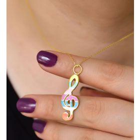 Papatya Silver 925 Ayar Gümüş Altın Kaplama Mineli Sol Anahtarı Kolye