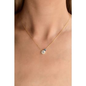 Papatya Silver 925 Ayar Gümüş Altın Kaplama Nazar Gözlü Tektaş Kadın Kolye