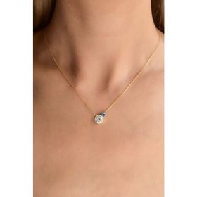 Papatya Silver 925 Ayar Gümüş Altın Kaplama Nazar Gözlü Tektaş Kadın Kolye