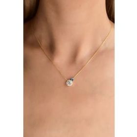 Papatya Silver 925 Ayar Gümüş Altın Kaplama Nazar Gözlü Tektaş Kadın Kolye