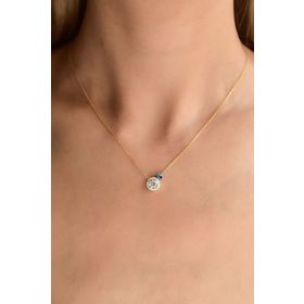 Papatya Silver 925 Ayar Gümüş Altın Kaplama Nazar Gözlü Tektaş Kadın Kolye