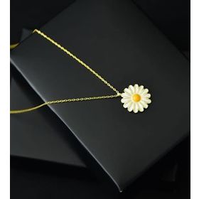 Papatya Silver 925 Ayar Gümüş Altın Kaplama Papatya Kadın Kolye