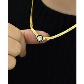 Papatya Silver 925 Ayar Gümüş Altın Kaplama Yassı Zincir Kolye
