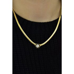 Papatya Silver 925 Ayar Gümüş Altın Kaplama Yassı Zincir Kolye