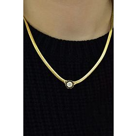 Papatya Silver 925 Ayar Gümüş Altın Kaplama Yassı Zincir Kolye