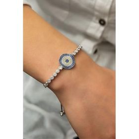 Papatya Silver 925 Ayar Gümüş Dalgalı Nazar Bileklik
