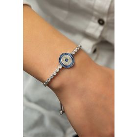 Papatya Silver 925 Ayar Gümüş Dalgalı Nazar Bileklik