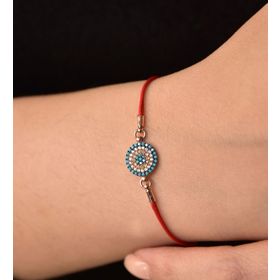 Papatya Silver 925 Ayar Gümüş Firuze Taşlı Kırmızı İpli Nazar Bileklik