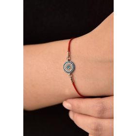 Papatya Silver 925 Ayar Gümüş Firuze Taşlı Kırmızı İpli Nazar Bileklik