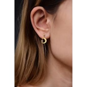 Papatya Silver 925 Ayar Gümüş Gold Kaplama Atatürk Silüeti Küpe