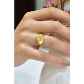 Papatya Silver 925 Ayar Gümüş Gold Kaplama Ayarlanabilir Eylül Ayı Doğum Çiçeği Yüzük