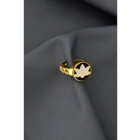 Papatya Silver 925 Ayar Gümüş Gold Kaplama Ayarlanabilir Mineli Lotus Çiçeği Yüzük