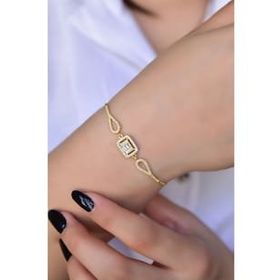 Papatya Silver 925 Ayar Gümüş Gold Kaplama Baget Taşlı Bileklik