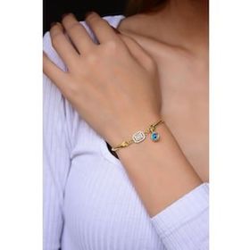 Papatya Silver 925 Ayar Gümüş Gold Kaplama Baget Taşlı Cam Göz Bileklik