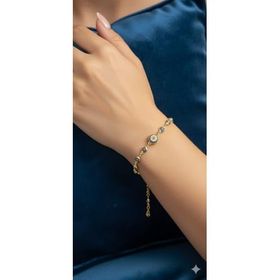 Papatya Silver 925 Ayar Gümüş Gold Kaplama Cam Göz Firuze Nazar Bileklik