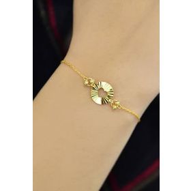Papatya Silver 925 Ayar Gümüş Gold Kaplama Çember Kalp Kristal Kesim Bileklik