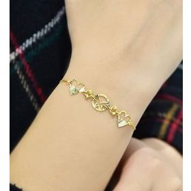 Papatya Silver 925 Ayar Gümüş Gold Kaplama Çift Kalp Kristal Kesim Bileklik