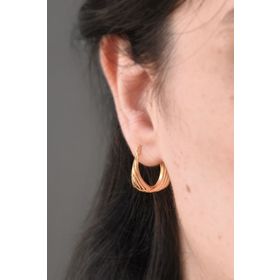 Papatya Silver 925 Ayar Gümüş Gold Kaplama Çizgili Drop Küpe