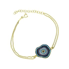 Papatya Silver 925 Ayar Gümüş Gold Kaplama Dalgalı Nazar Bileklik