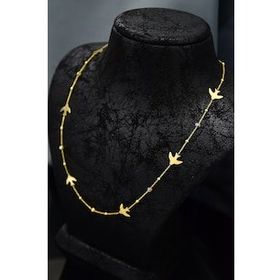 Papatya Silver 925 Ayar Gümüş Gold Kaplama Firuze Mineli Göz Top Zincirli Kesim Kırlangıç Kolye