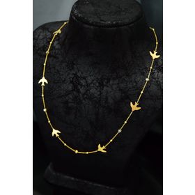Papatya Silver 925 Ayar Gümüş Gold Kaplama Firuze Mineli Göz Top Zincirli Kesim Kırlangıç Kolye