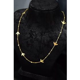 Papatya Silver 925 Ayar Gümüş Gold Kaplama Firuze Mineli Göz Top Zincirli Kesim Kırlangıç Kolye