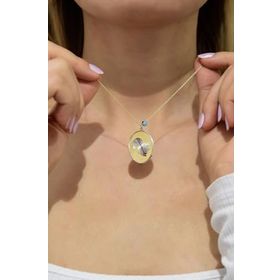 Papatya Silver 925 Ayar Gümüş Gold Kaplama Gözlü Sincap Plaka Kolye