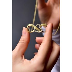 Papatya Silver 925 Ayar Gümüş Gold Kaplama İç İçe Sonsuzluk Kalp Kolye