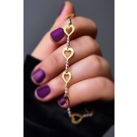 Papatya Silver 925 Ayar Gümüş Gold Kaplama Kalpten Kalbe Üç Renk Dorika Toplu Bileklik