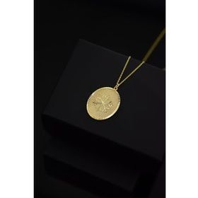 Papatya Silver 925 Ayar Gümüş Gold Kaplama Kar Tanesi Plaka Kolye