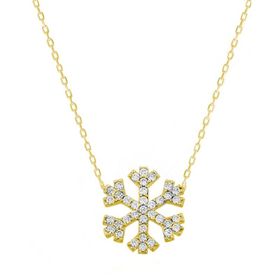 Papatya Silver 925 Ayar Gümüş Gold Kaplama Kar Tanesi Plaka Kolye
