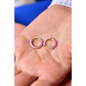 Papatya Silver 925 Ayar Gümüş Gold Kaplama Lila Mineli Halka Küpe
