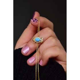 Papatya Silver 925 Ayar Gümüş Gold Kaplama Mavi Opal Baykuş Bileklik