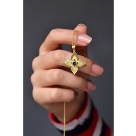 Papatya Silver 925 Ayar Gümüş Gold Kaplama Mayıs Ayı Doğum Taşı Lilyum Çiçeği Kolye