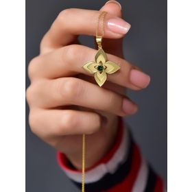 Papatya Silver 925 Ayar Gümüş Gold Kaplama Mayıs Ayı Doğum Taşı Lilyum Çiçeği Kolye