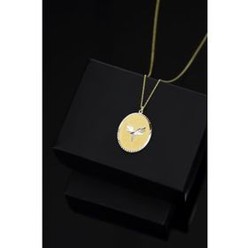 Papatya Silver 925 Ayar Gümüş Gold Kaplama Mikail Meleği Plaka Kolye