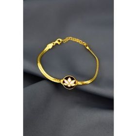 Papatya Silver 925 Ayar Gümüş Gold Kaplama Mineli Lotus Çiçeği Bileklik