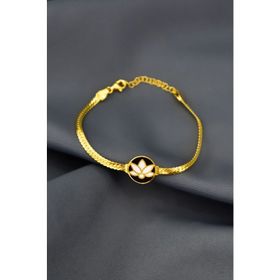 Papatya Silver 925 Ayar Gümüş Gold Kaplama Mineli Lotus Çiçeği Bileklik