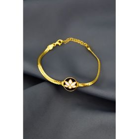 Papatya Silver 925 Ayar Gümüş Gold Kaplama Mineli Lotus Çiçeği Bileklik