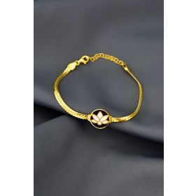 Papatya Silver 925 Ayar Gümüş Gold Kaplama Mineli Lotus Çiçeği Bileklik