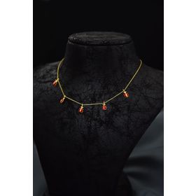 Papatya Silver 925 Ayar Gümüş Gold Kaplama Mineli Sıralı Uğur Böceği Kolye