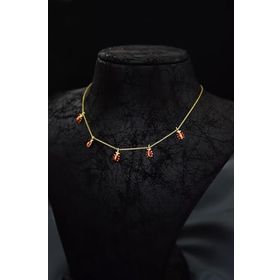 Papatya Silver 925 Ayar Gümüş Gold Kaplama Mineli Sıralı Uğur Böceği Kolye