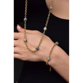 Papatya Silver 925 Ayar Gümüş Gold Kaplama Nazar Göz Kolye ve Bileklik Set